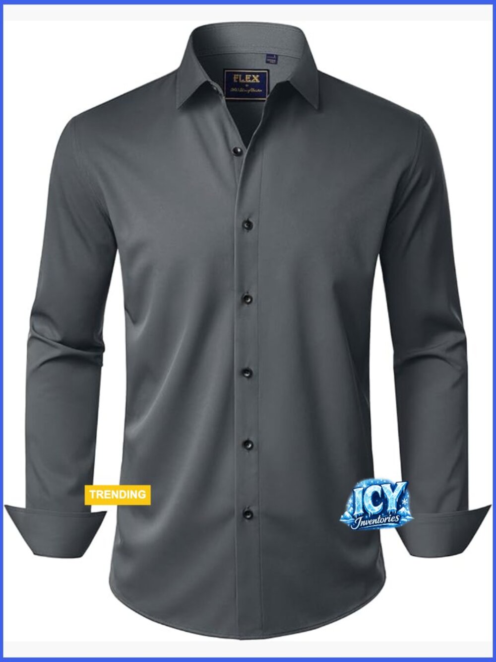 Stretch Polyester Blend Dress Shirt Long Sleeve Button Down Formal